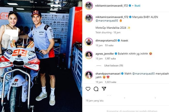 Foto Bareng Nikita Mirzani, Motor Marc Marquez Benar-benar Menyala Terbakar di Sirkuit Mandalika